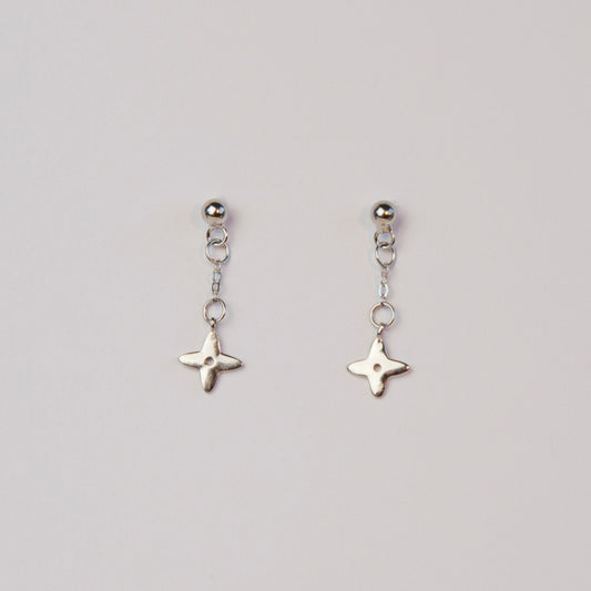 Star Charm Dangle Earrings in Sterling Silver