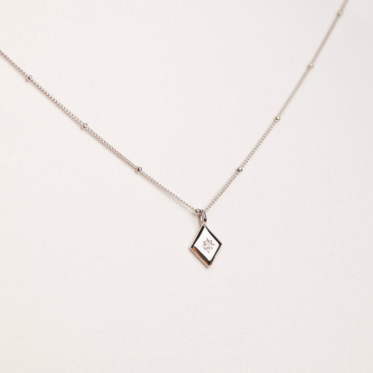 925 Sterling Silver Diamond Starburst Necklace