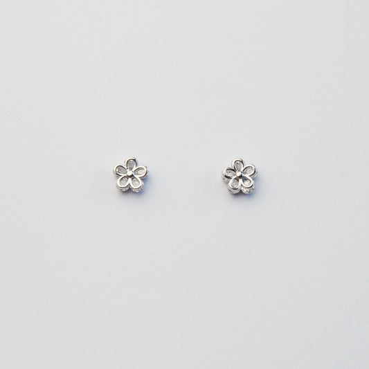 Sterling Silver Flower Stud Earrings with CZ Crystal