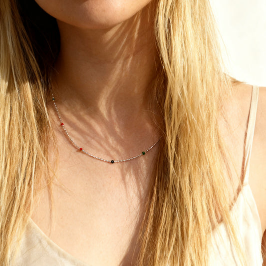 Sterling Silver Necklace and Bracelet Set – Dainty Beaded Chain Jewellery