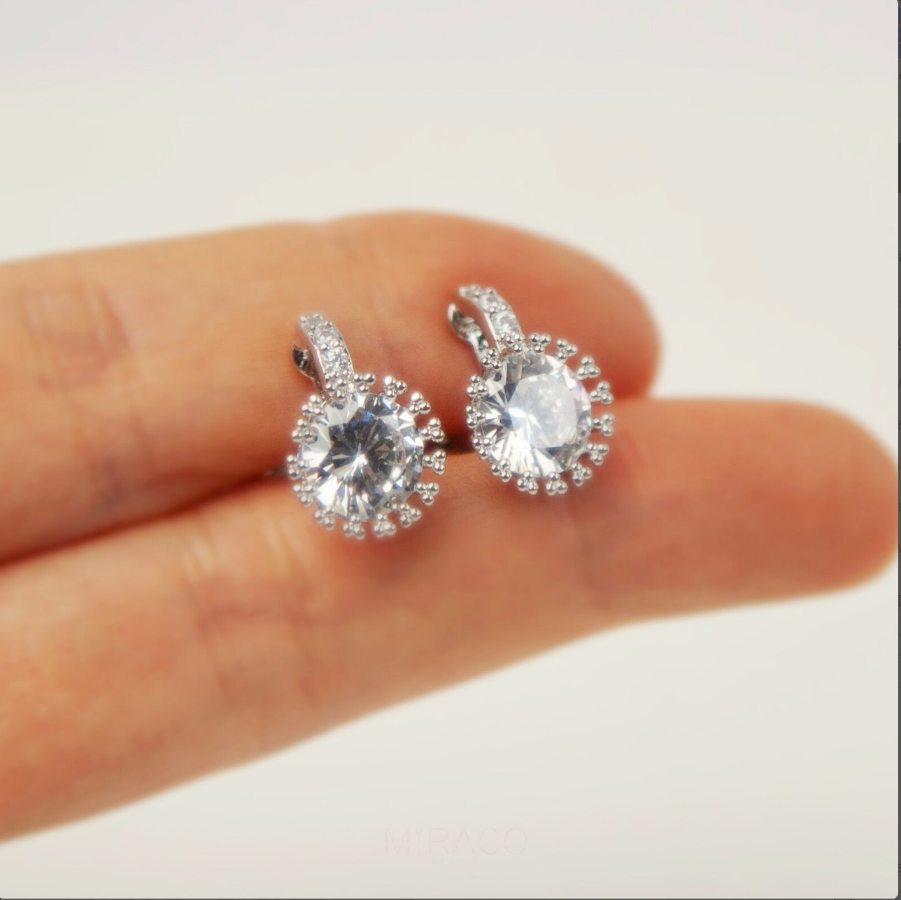 Mini-Clip Paddle Back Earrings, Silver Colour Clear Crystal Stud Earrings, Non-Pierced Diamond Earrings