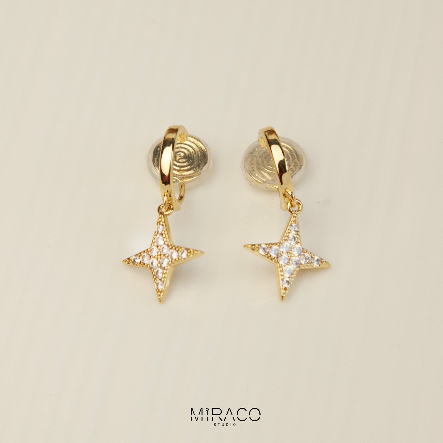 4 Points Star Clip On Earrings, Invisible None Pierced Ear Clips