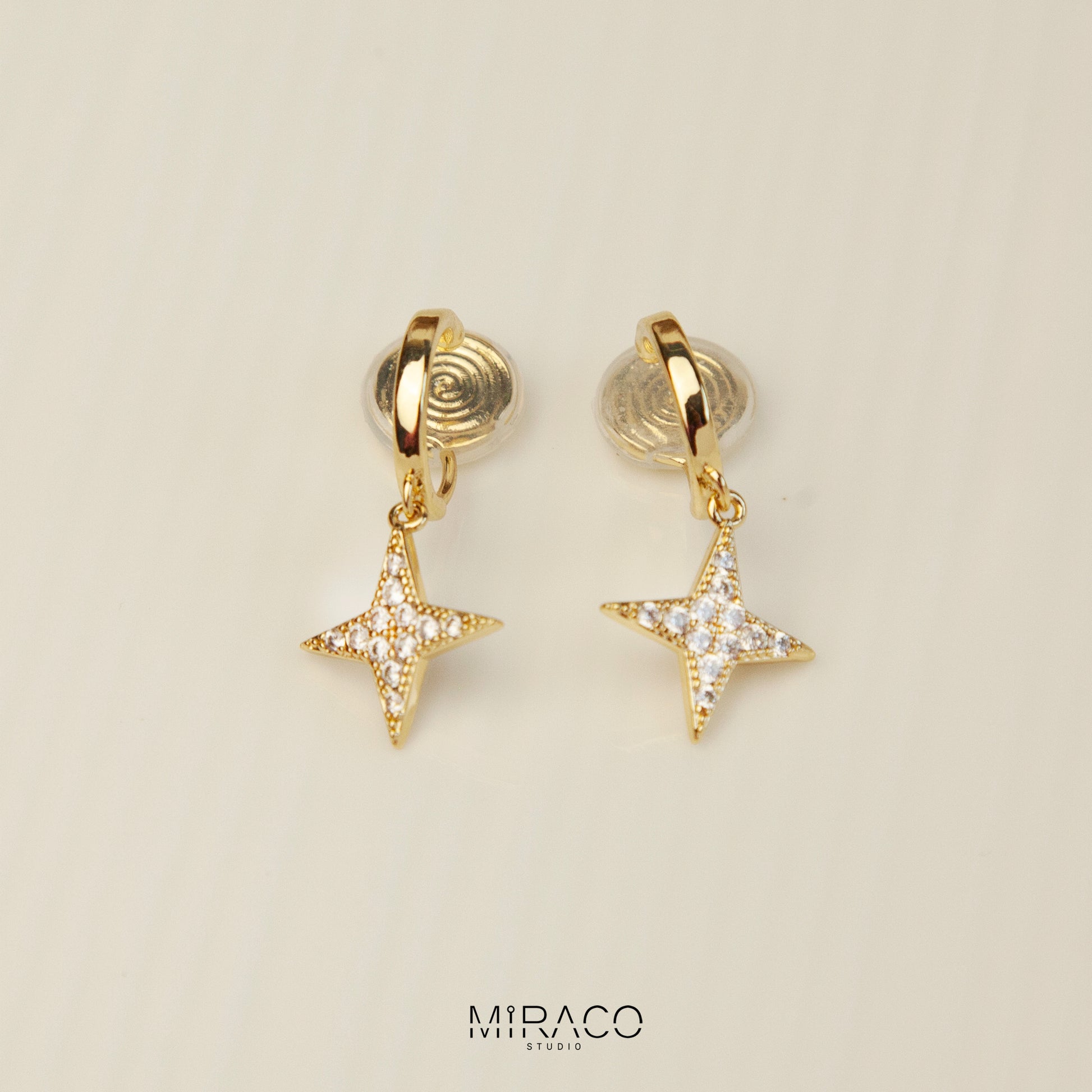 4 Points Star Clip On Earrings, Invisible None Pierced Ear Clips