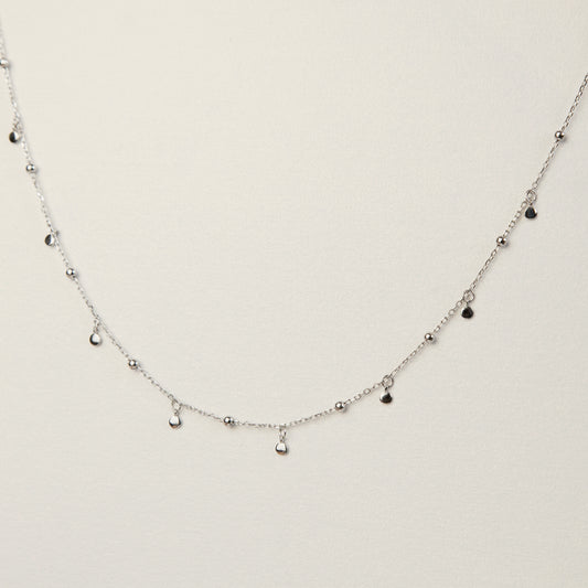 Sterling Silver Disc Ball Bead Drop Necklace
