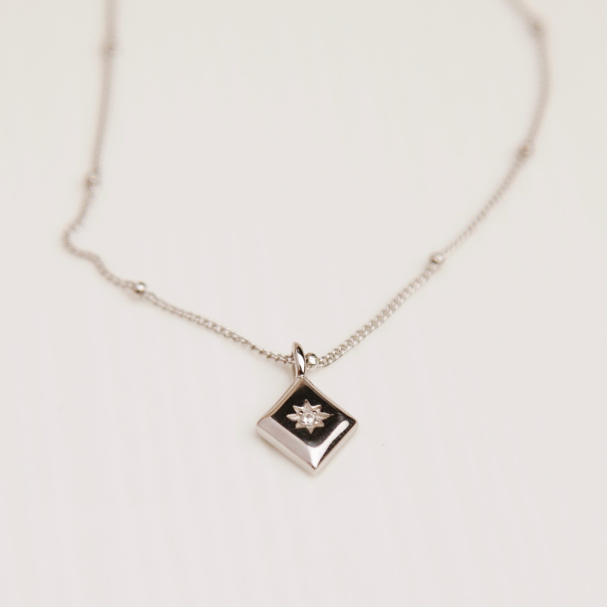 925 Sterling Silver Diamond Starburst Necklace, CZ Star Silver Necklace, Crystal Star Necklace, Minimalist Celestial Necklace, Stars Pendant