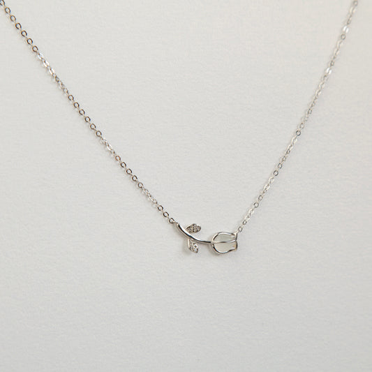 925 Sterling Silver Tulip Necklace, Dainty CZ Tulip Necklace, Tulip Flower Necklace, Minimalist Plant Necklace, Tulip Pendant Necklace