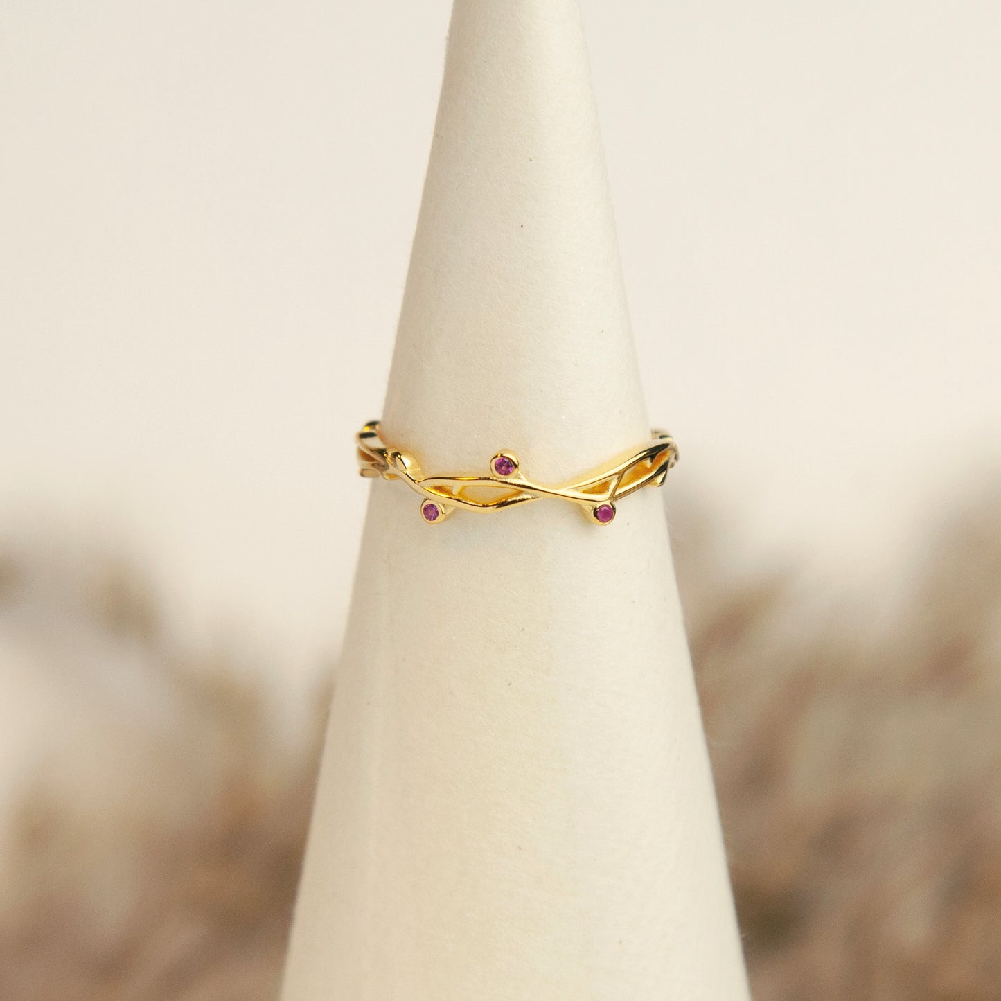 925 Sterling Silver Vine Ring, Gold Plated Open Ring, Wreath Ring, Plant Leaf Rings, Branch Ring