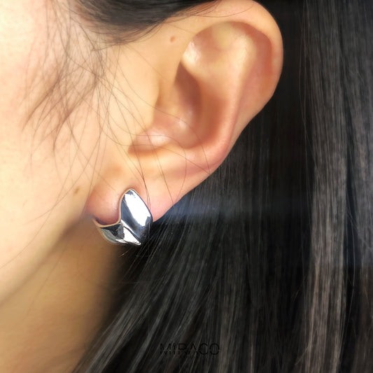 Chunky Rhombus Clip On Stud, Non Pierced Earring, Silver Colour Ear Clips