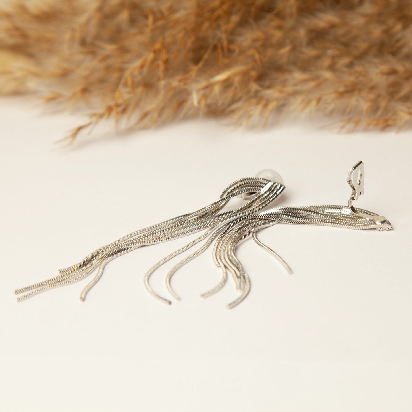 Clip On Dangle Drop Tassel Earrings, Mini-Clip Waterfall Fringe Earrings, Minimal Dangle Drop Non-Pierced Long Chain Earring Gold or Silver