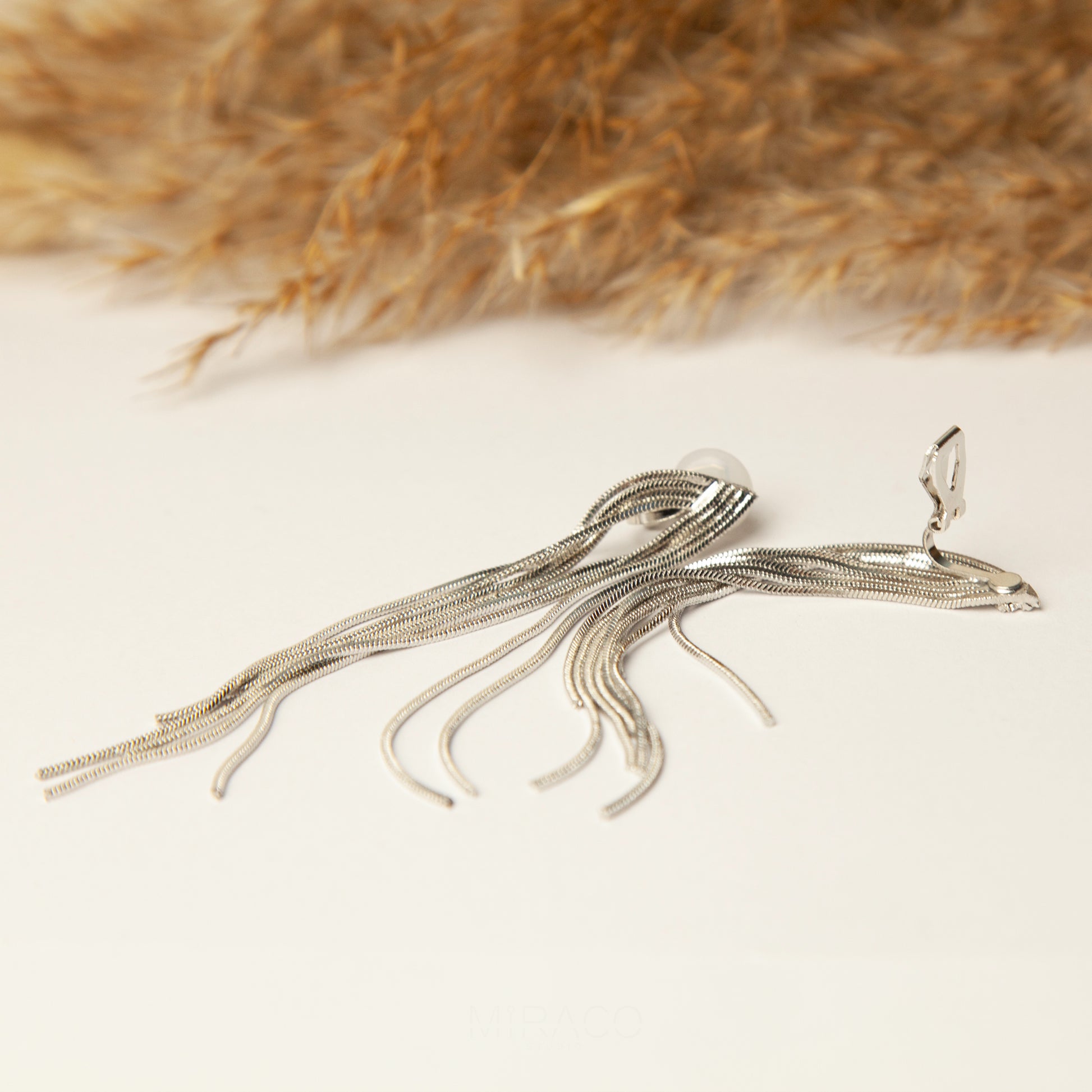 Clip On Dangle Drop Tassel Earrings, Mini-Clip Waterfall Fringe Earrings, Minimal Dangle Drop Non-Pierced Long Chain Earring Gold or Silver