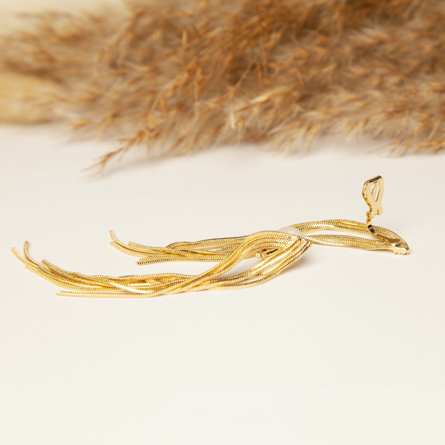 Clip On Dangle Drop Tassel Earrings, Mini-Clip Waterfall Fringe Earrings, Minimal Dangle Drop Non-Pierced Long Chain Earring Gold or Silver