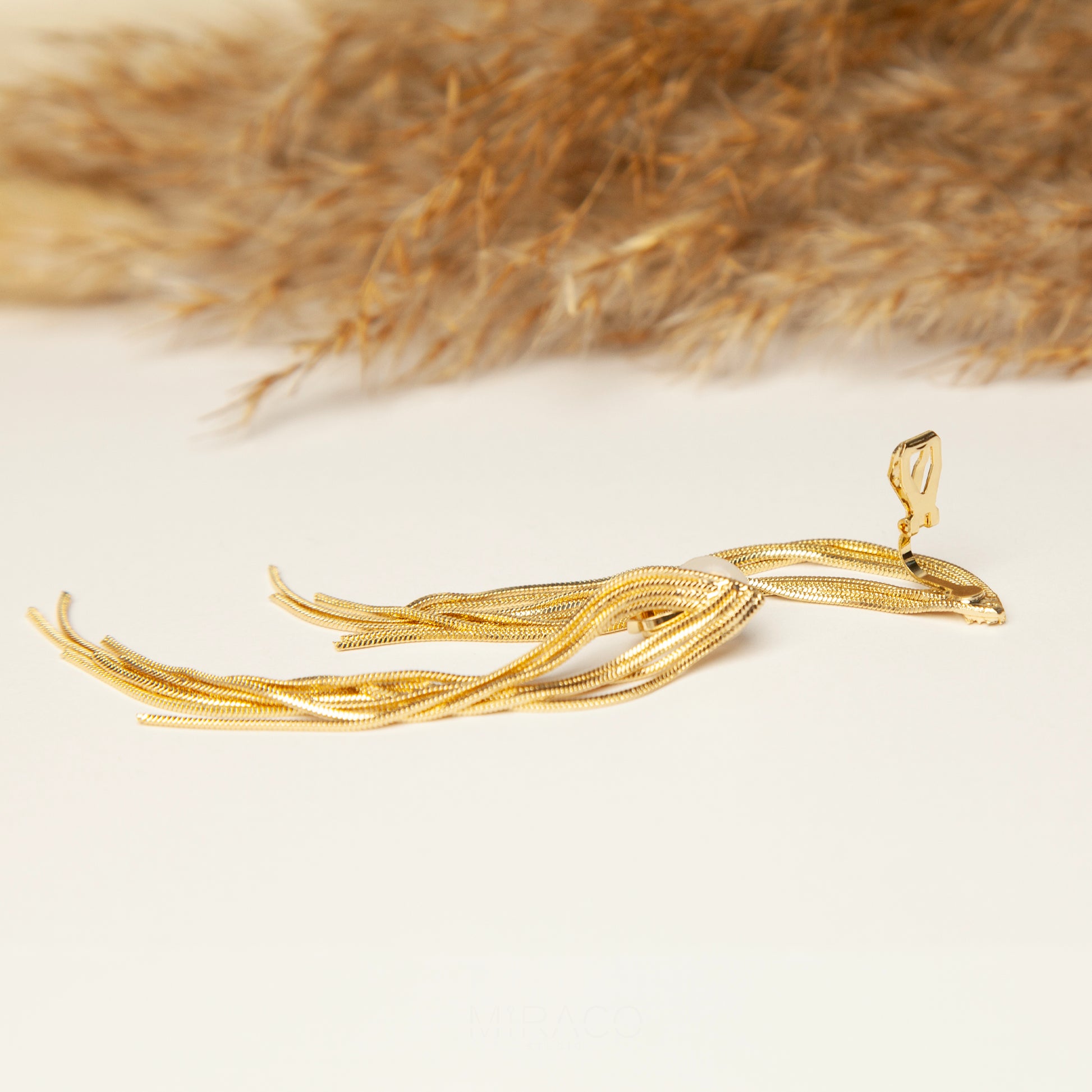 Clip On Dangle Drop Tassel Earrings, Mini-Clip Waterfall Fringe Earrings, Minimal Dangle Drop Non-Pierced Long Chain Earring Gold or Silver