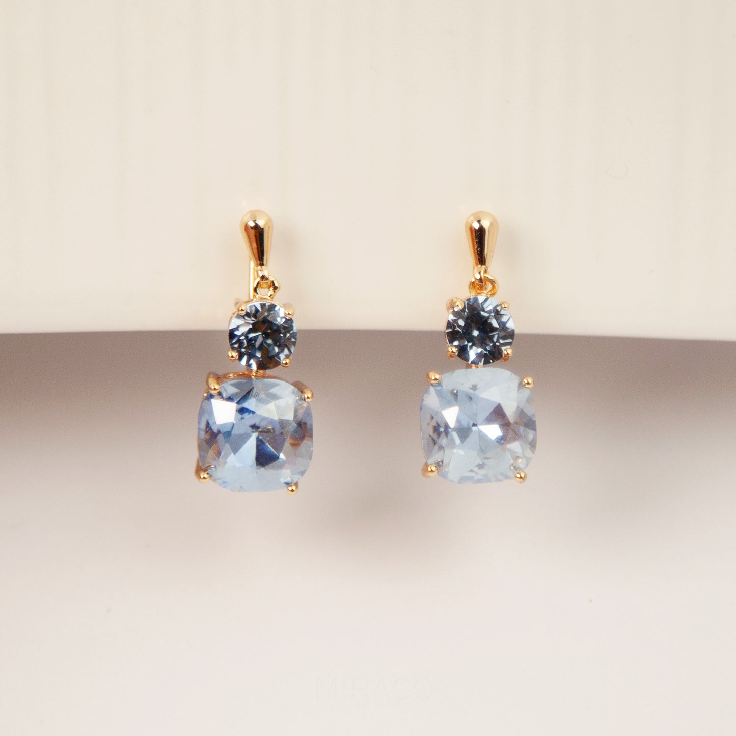 Clip On Dangle Earrings, Sea Blue Crystal Dangle and Drop Earring, Non Pierced Earrings