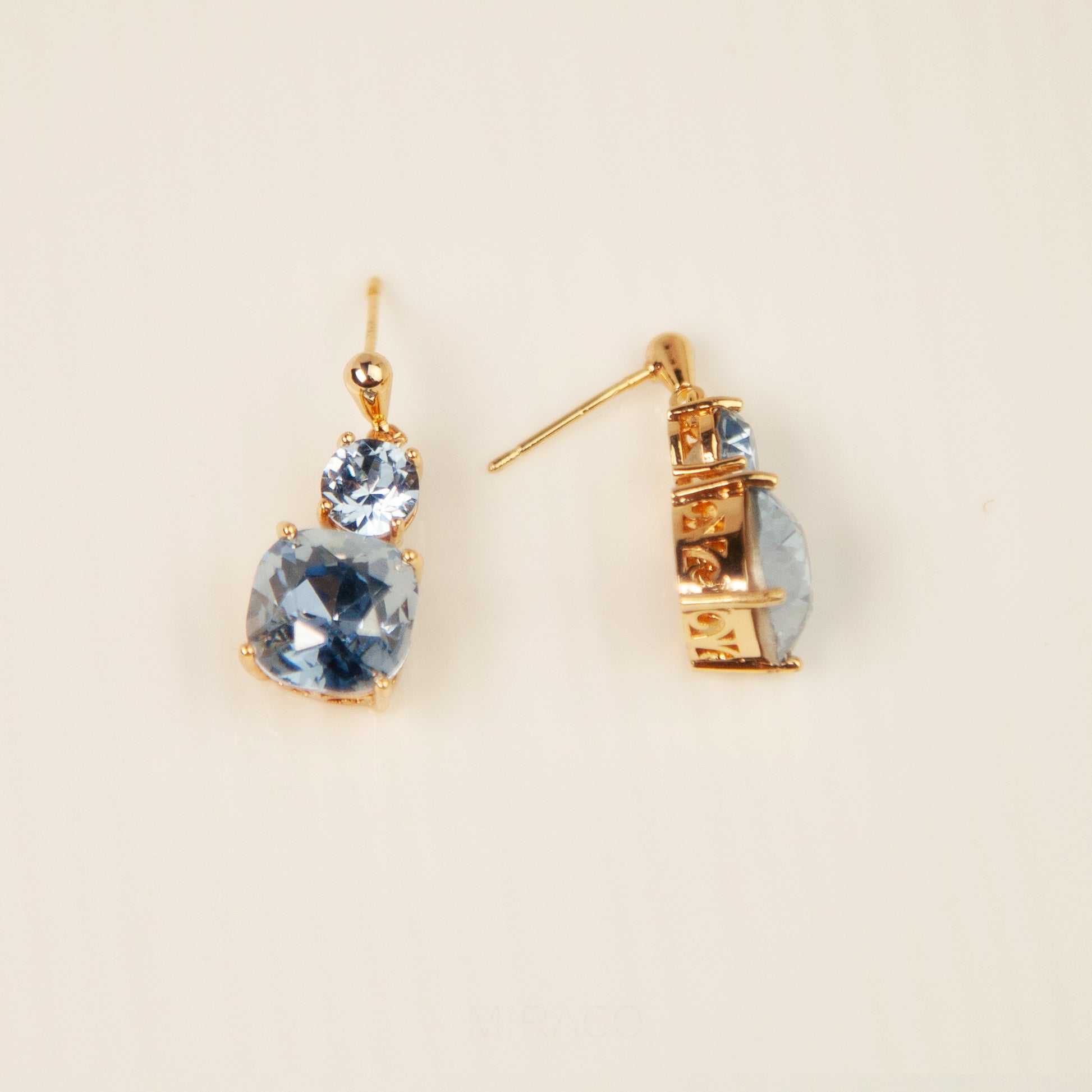 Clip On Dangle Earrings, Sea Blue Crystal Dangle and Drop Earring, Non Pierced Earrings