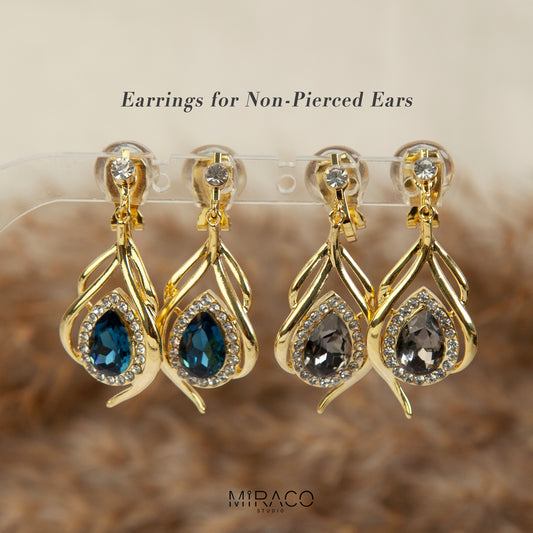 Clip On Diamond Earrings, Mini-Clip Dangle Earrings