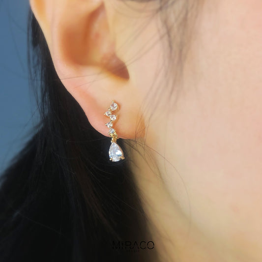 Clip On Diamond Earrings, Clip On Dangle Earrings, Clear Crystal Dangle and Drop Earrings, Coil Back Clip On Earrings, Non Pierced Earrings
