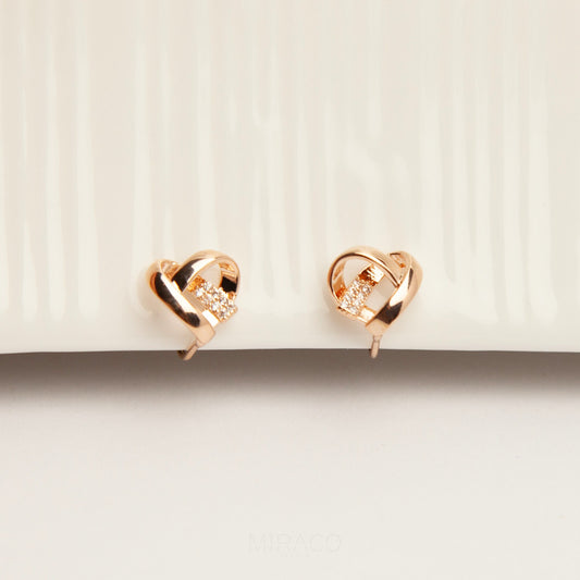 Clip On Heart Stud Earrings, Gold Plated Crystal Heart Earrings, Small Heart Clip On Studs, Silver or Gold Heart Stud Clip On Earrings