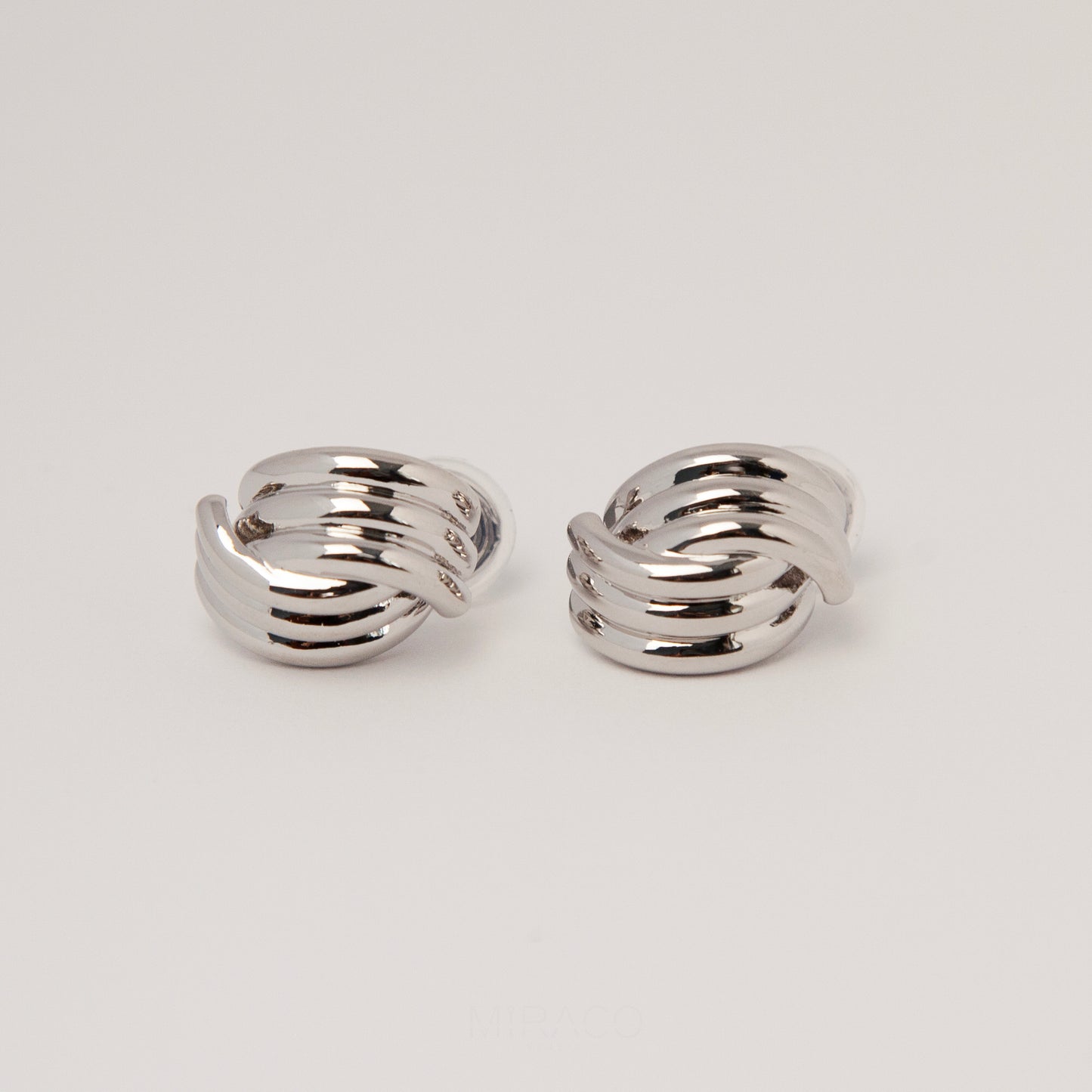 Clip On Metal Knot Stud Earrings, Chunky Modern Minimalist Earrings, Medium Clip On Stud, Non Pierced Earrings, Silver Colour Ear Clips