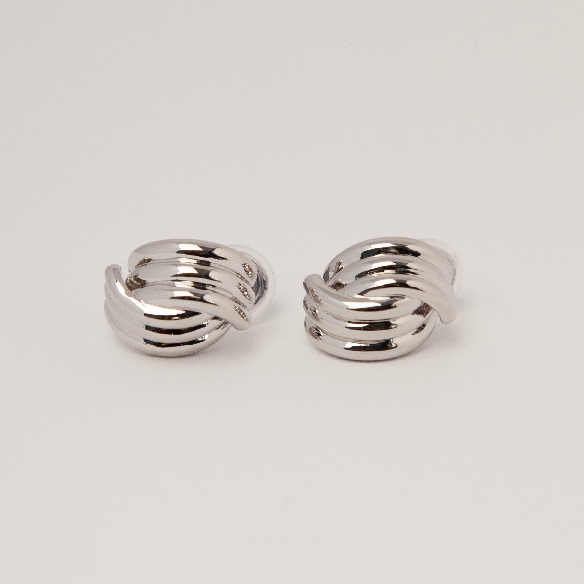 Clip On Metal Knot Stud Earrings, Chunky Modern Minimalist Earrings, Medium Clip On Stud, Non Pierced Earrings, Silver Colour Ear Clips