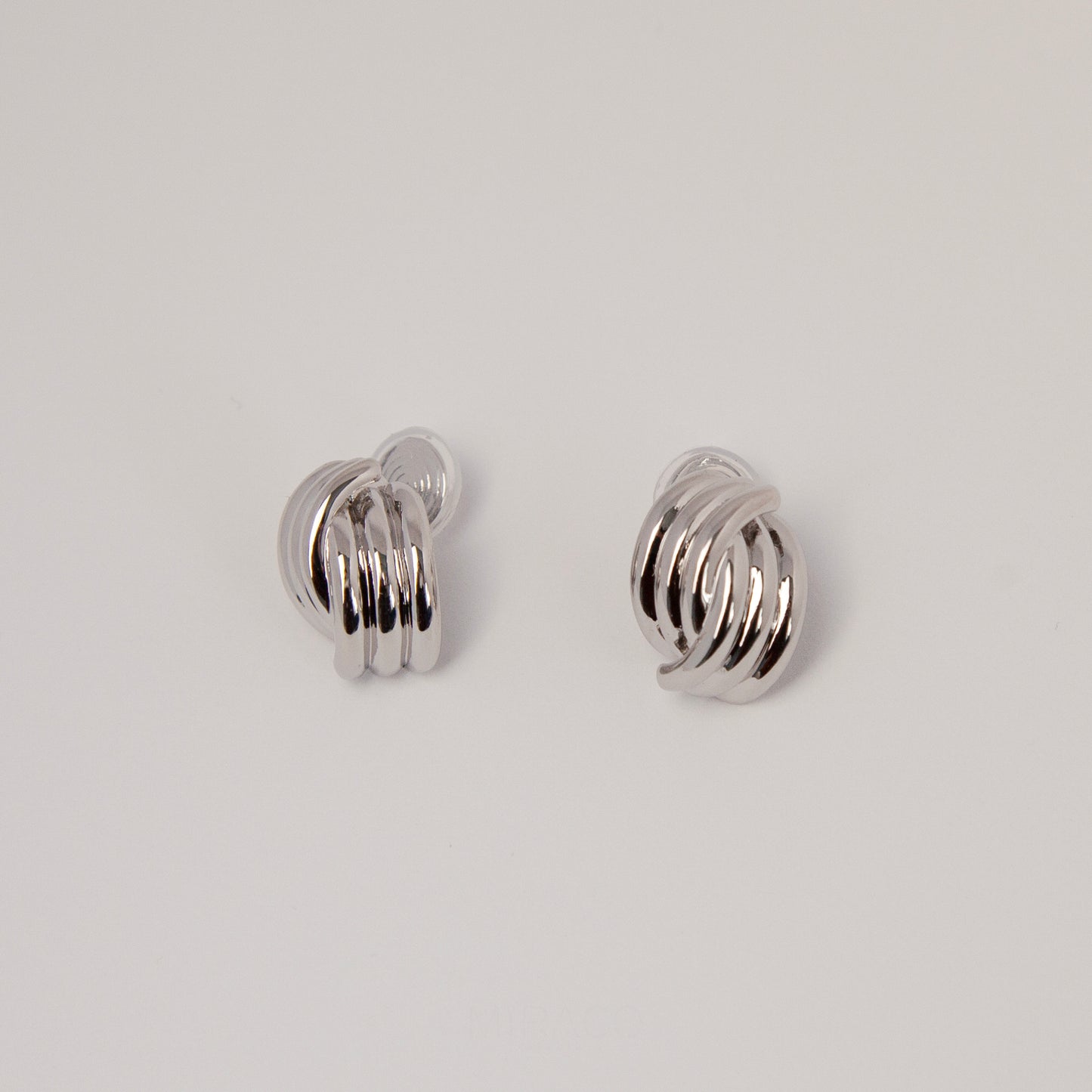 Clip On Metal Knot Stud Earrings, Chunky Modern Minimalist Earrings, Medium Clip On Stud, Non Pierced Earrings, Silver Colour Ear Clips