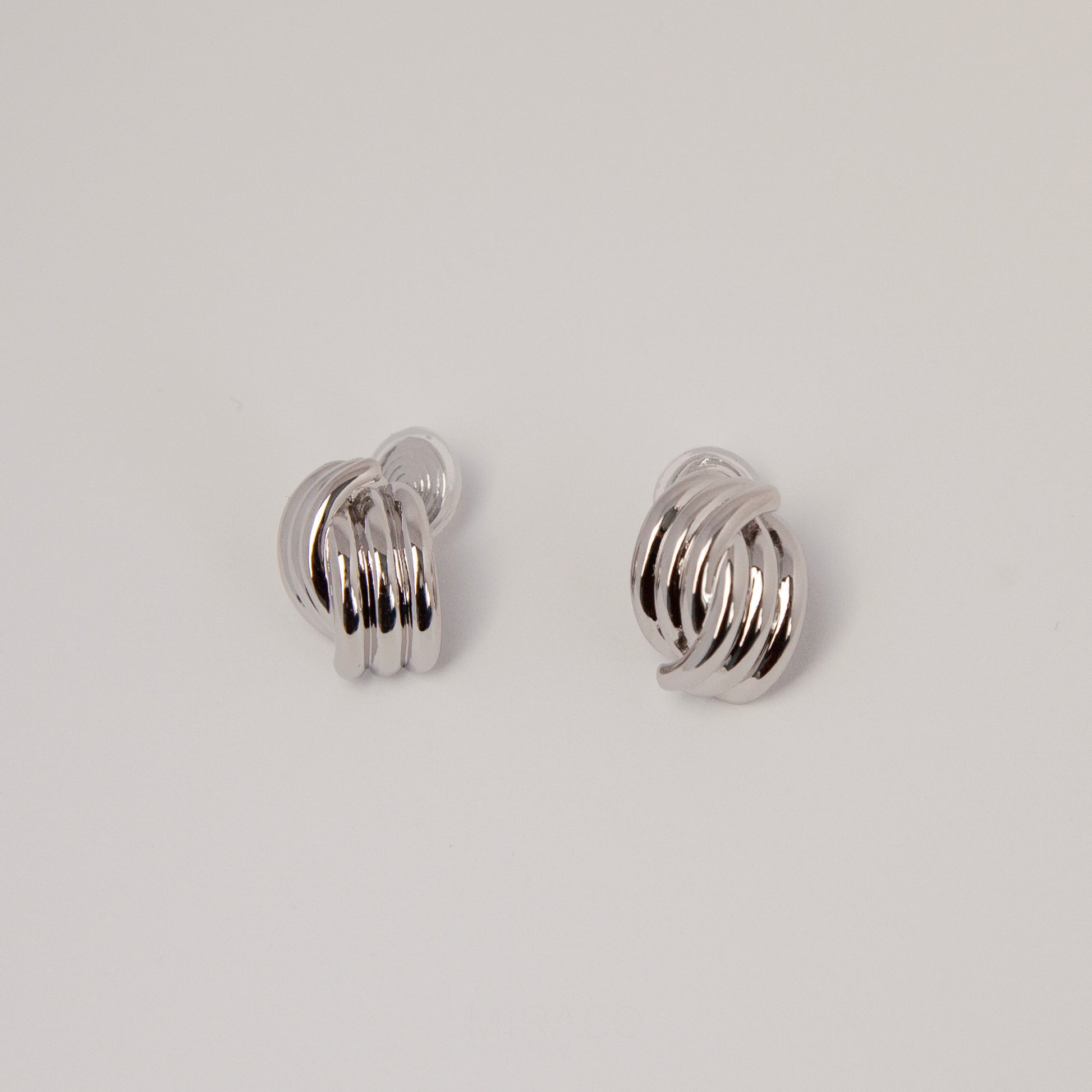 Clip On Metal Knot Stud Earrings, Chunky Modern Minimalist Earrings, Medium Clip On Stud, Non Pierced Earrings, Silver Colour Ear Clips