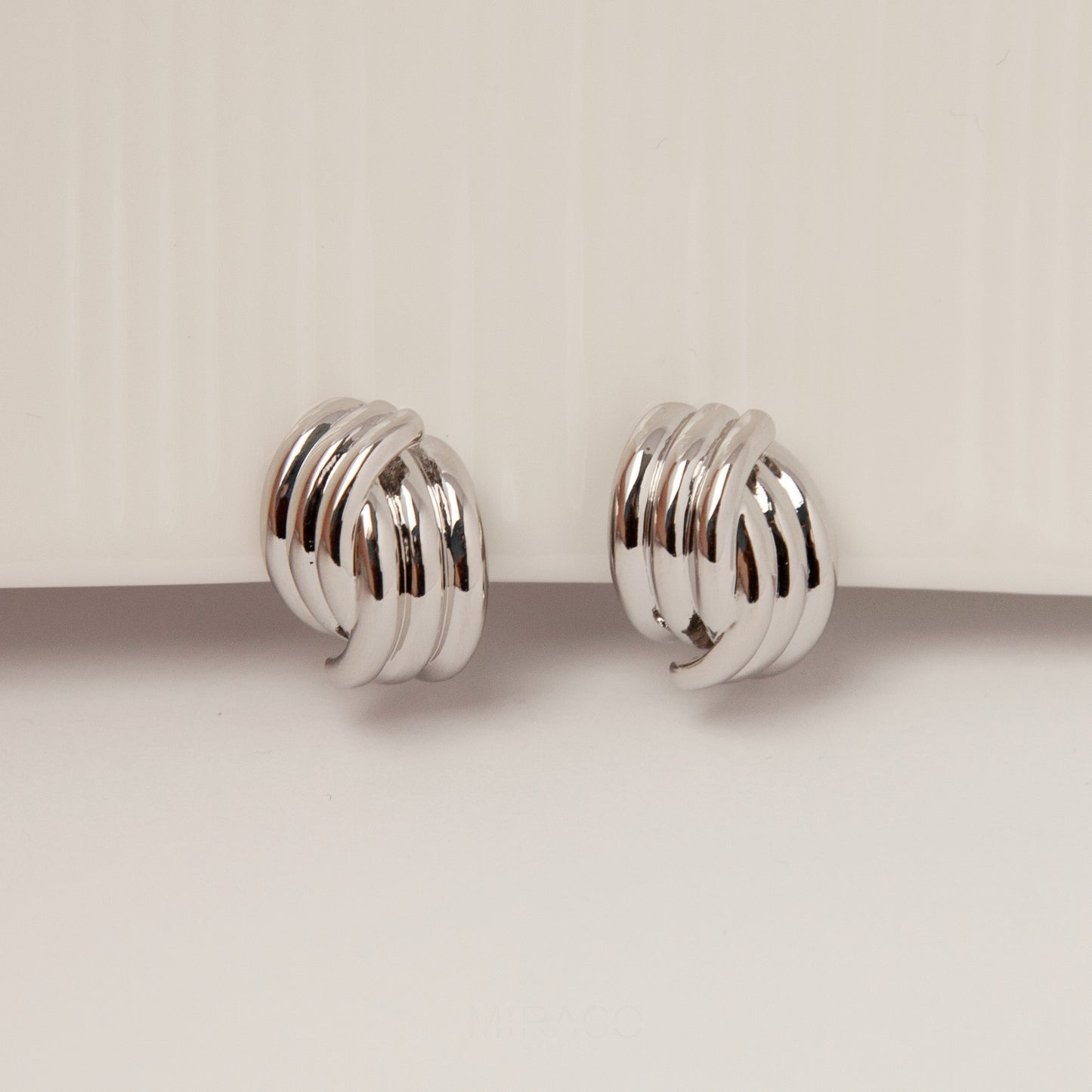 Clip On Metal Knot Stud Earrings, Chunky Modern Minimalist Earrings, Medium Clip On Stud, Non Pierced Earrings, Silver Colour Ear Clips