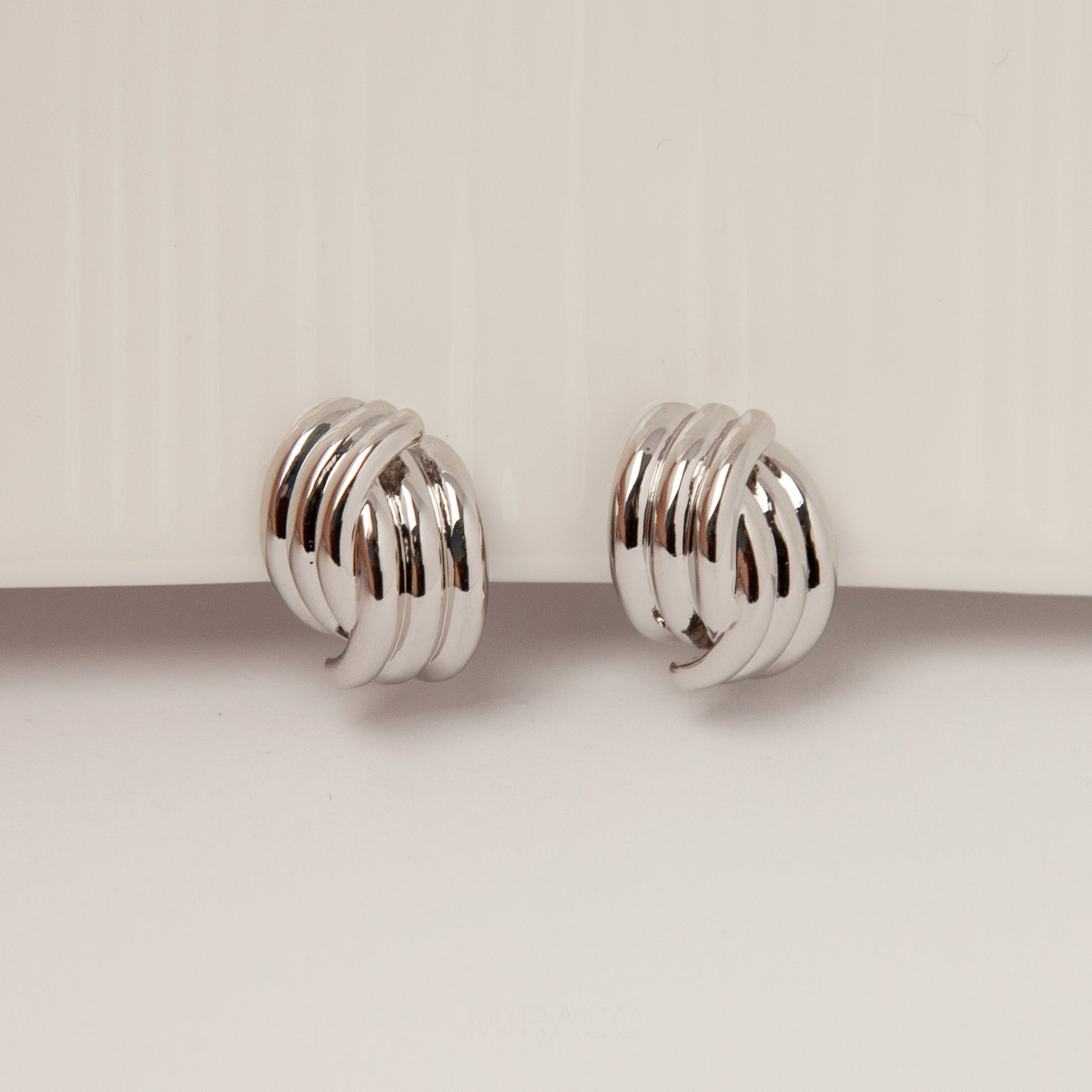 Clip On Metal Knot Stud Earrings, Chunky Modern Minimalist Earrings, Medium Clip On Stud, Non Pierced Earrings, Silver Colour Ear Clips