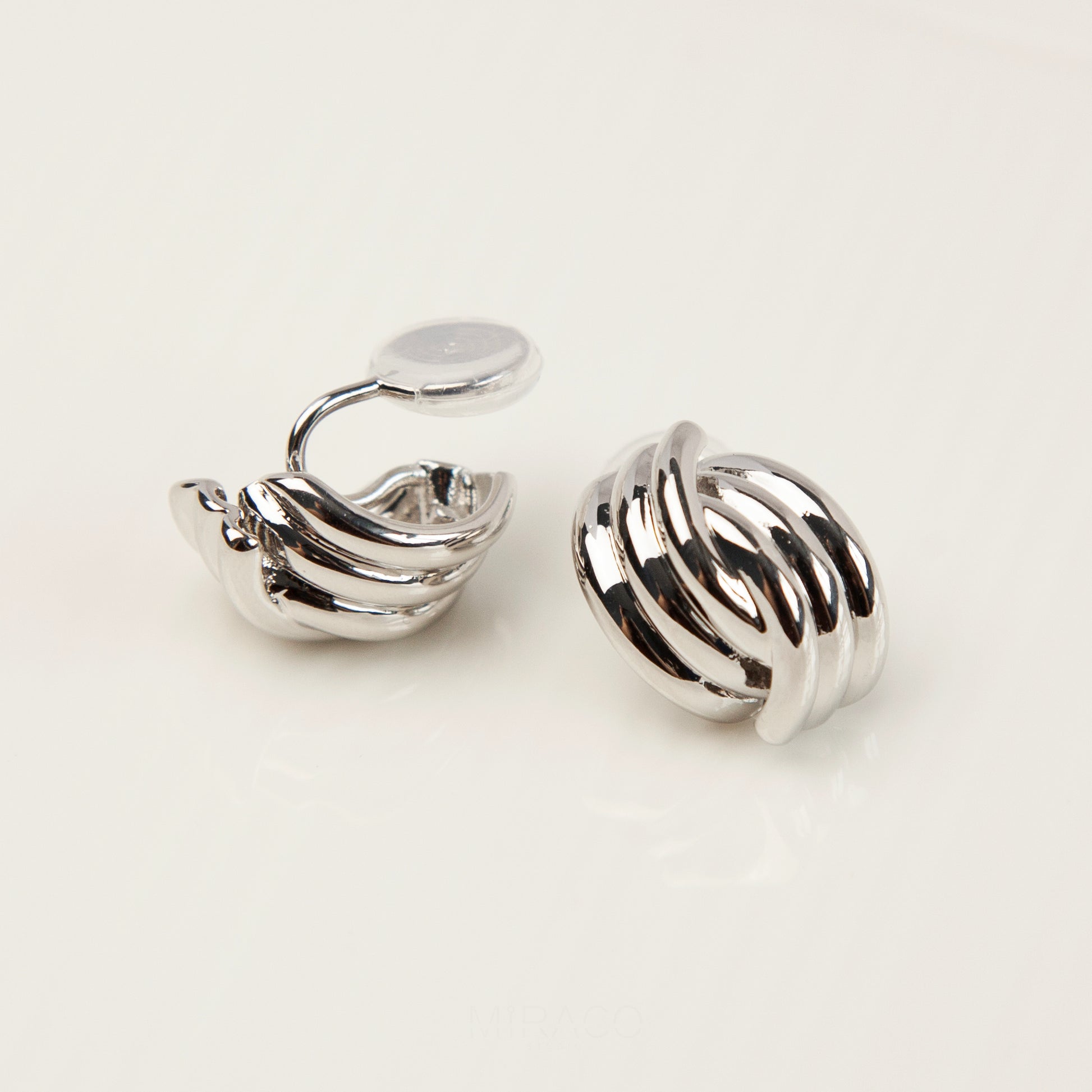 Clip On Metal Knot Stud Earrings, Chunky Modern Minimalist Earrings, Medium Clip On Stud, Non Pierced Earrings, Silver Colour Ear Clips