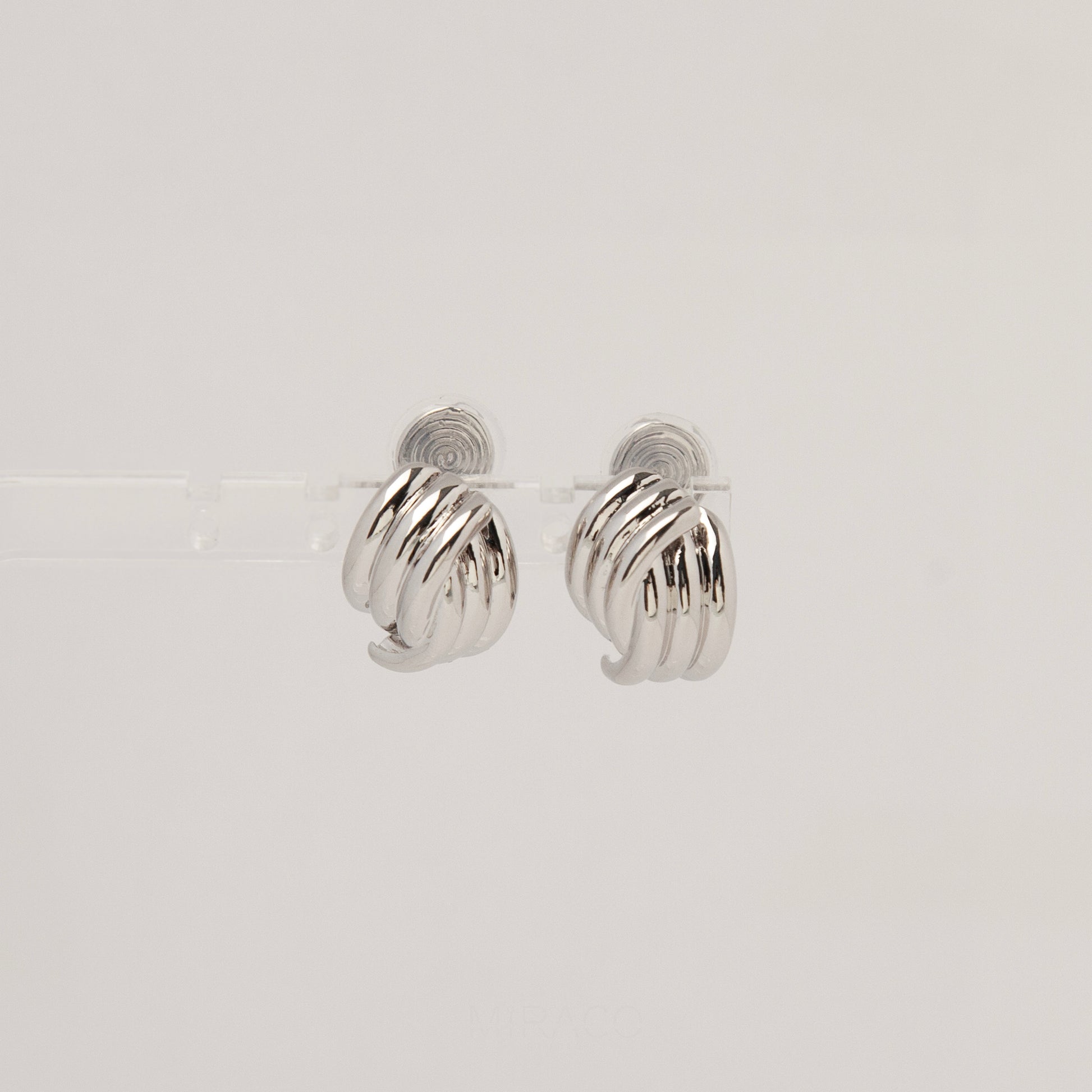 Clip On Metal Knot Stud Earrings, Chunky Modern Minimalist Earrings, Medium Clip On Stud, Non Pierced Earrings, Silver Colour Ear Clips