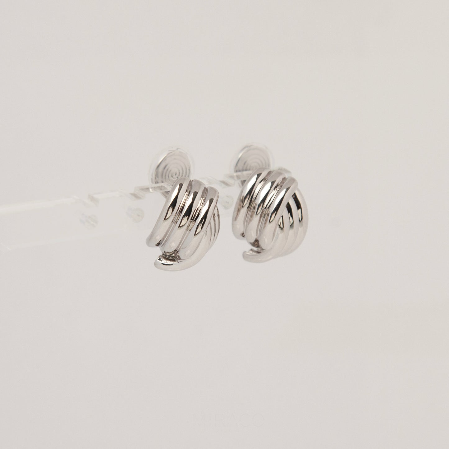 Clip On Metal Knot Stud Earrings, Chunky Modern Minimalist Earrings, Medium Clip On Stud, Non Pierced Earrings, Silver Colour Ear Clips