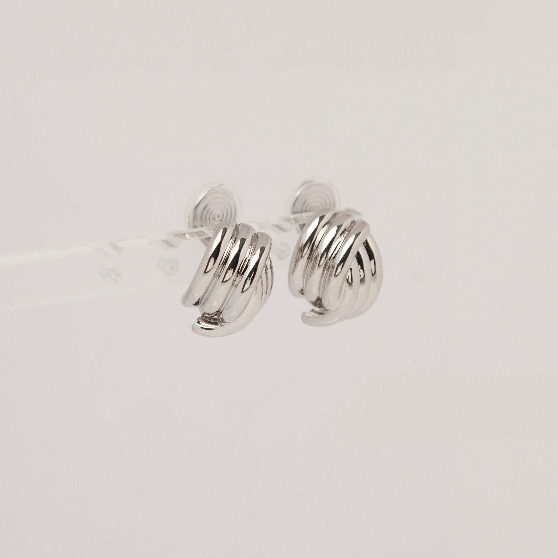 Clip On Metal Knot Stud Earrings, Chunky Modern Minimalist Earrings, Medium Clip On Stud, Non Pierced Earrings, Silver Colour Ear Clips