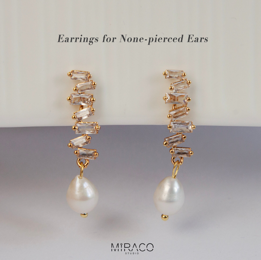 Clip On Pearls Earrings For Women, Non Pierced Diamond Dangle Earring With Freshwater Pearls, Irregular Pearls Earring, Drop Baroque Pearls Earrings, Genuine Freshwater Pearls Drop Earrings

Please note every single pearls are unique with nature flaws, not in perfect round shape