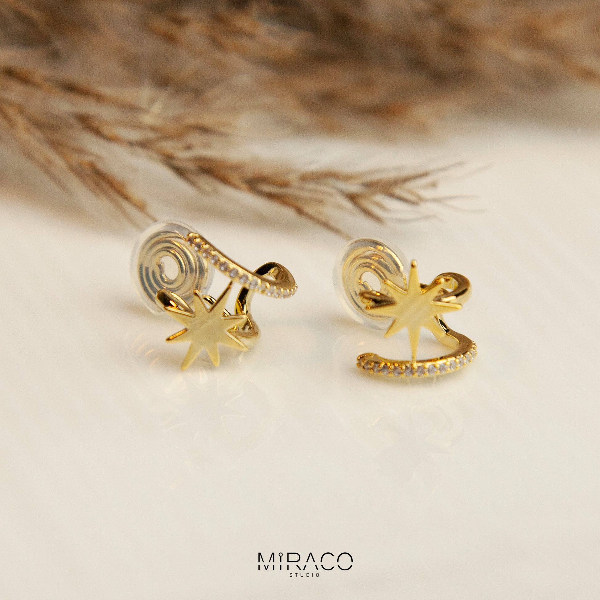Clip On Star Earrings, Double Hoop Clip On Earrings, Cuff Stud Earrings in Silver or Gold, Minimalist Huggie Earrings, No Piercing Earrings, Star Hoops