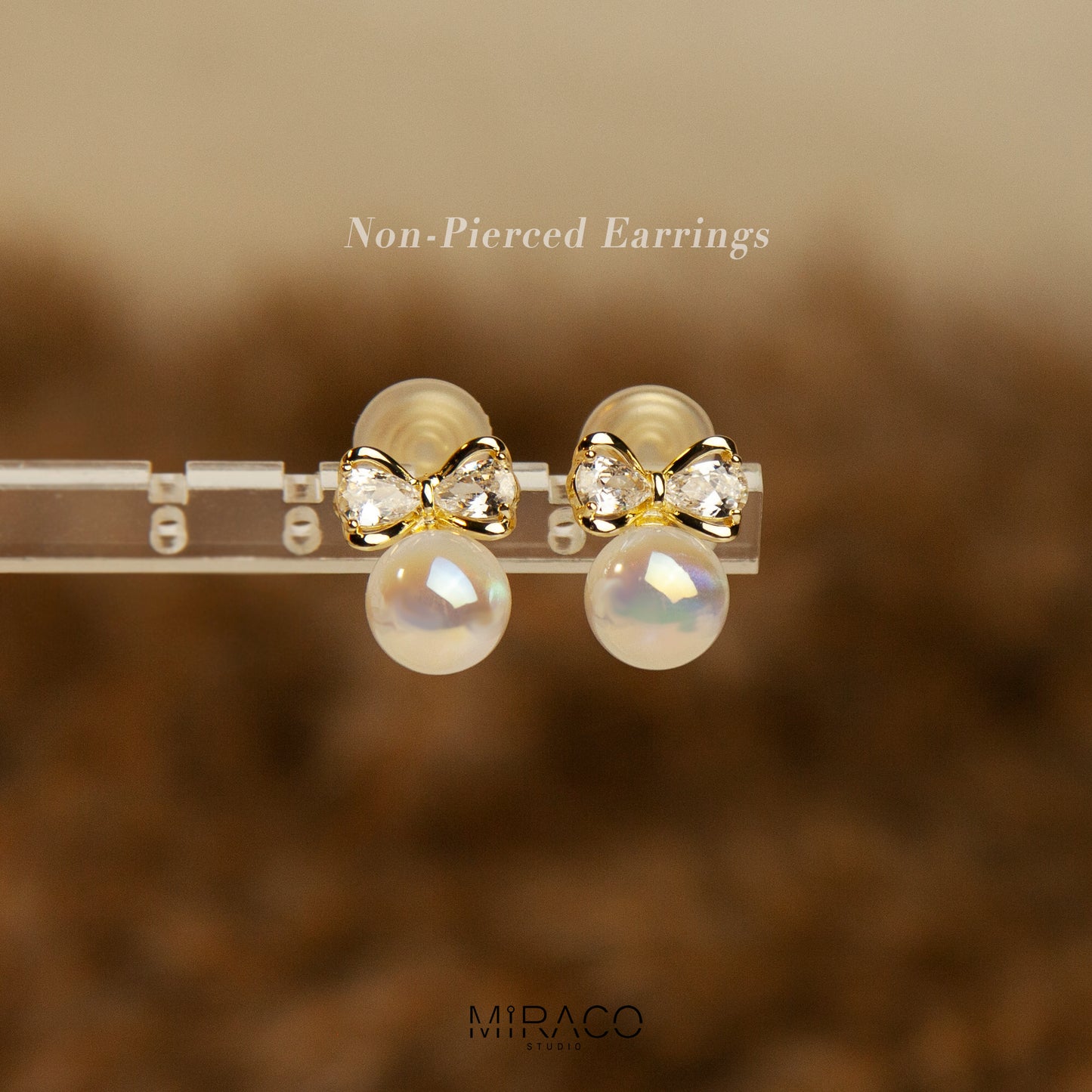 Colourful Large Pearls Earrings, Non-Pierced Pearls for Women, Elegant Sparkle Bridal jewellery