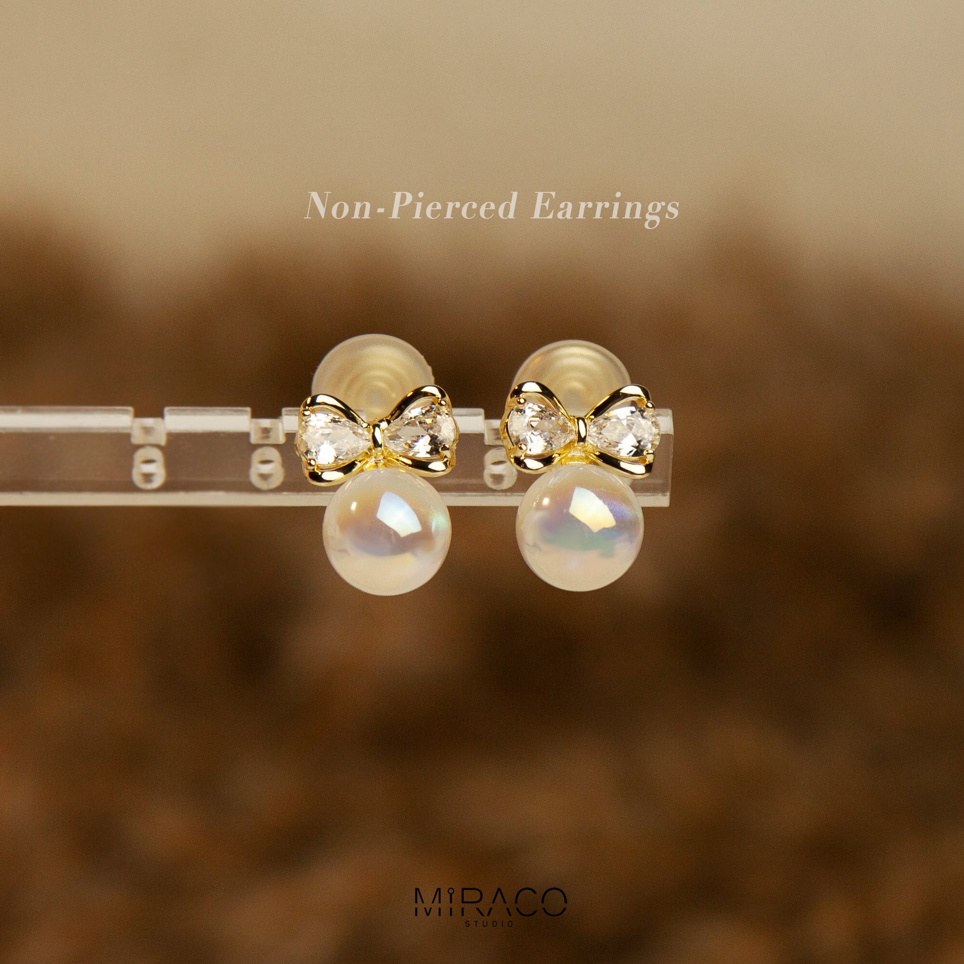 Colourful Large Pearls Earrings, Non-Pierced Pearls for Women, Elegant Sparkle Bridal jewellery