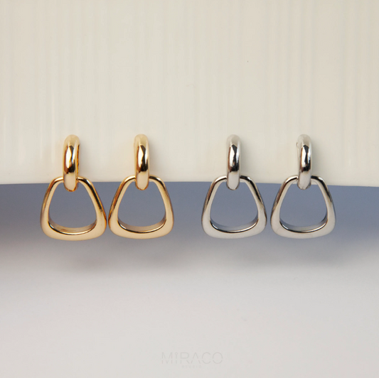 Dangle Drop Statement Earrings, Minimal Drop Non-Pierced Earrings Gold or Silver Colour