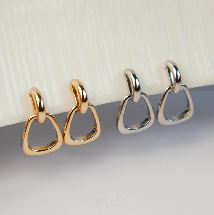 Dangle Drop Statement Earrings, Minimal Drop Non-Pierced Earrings Gold or Silver Colour