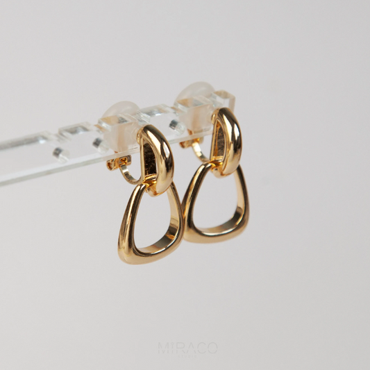 Dangle Drop Statement Earrings, Minimal Drop Non-Pierced Earrings Gold or Silver Colour