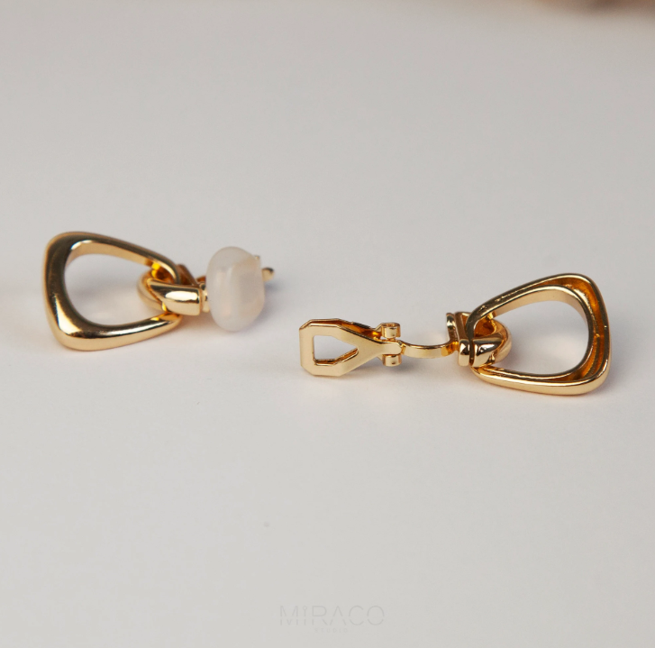 Dangle Drop Statement Earrings, Minimal Drop Non-Pierced Earrings Gold or Silver Colour