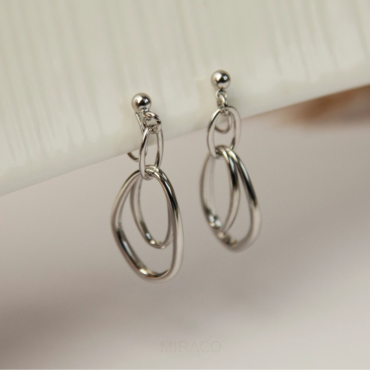 Dangle Drop Statement Earrings, Silver Colour Minimal Drop Non-Pierced Earrings