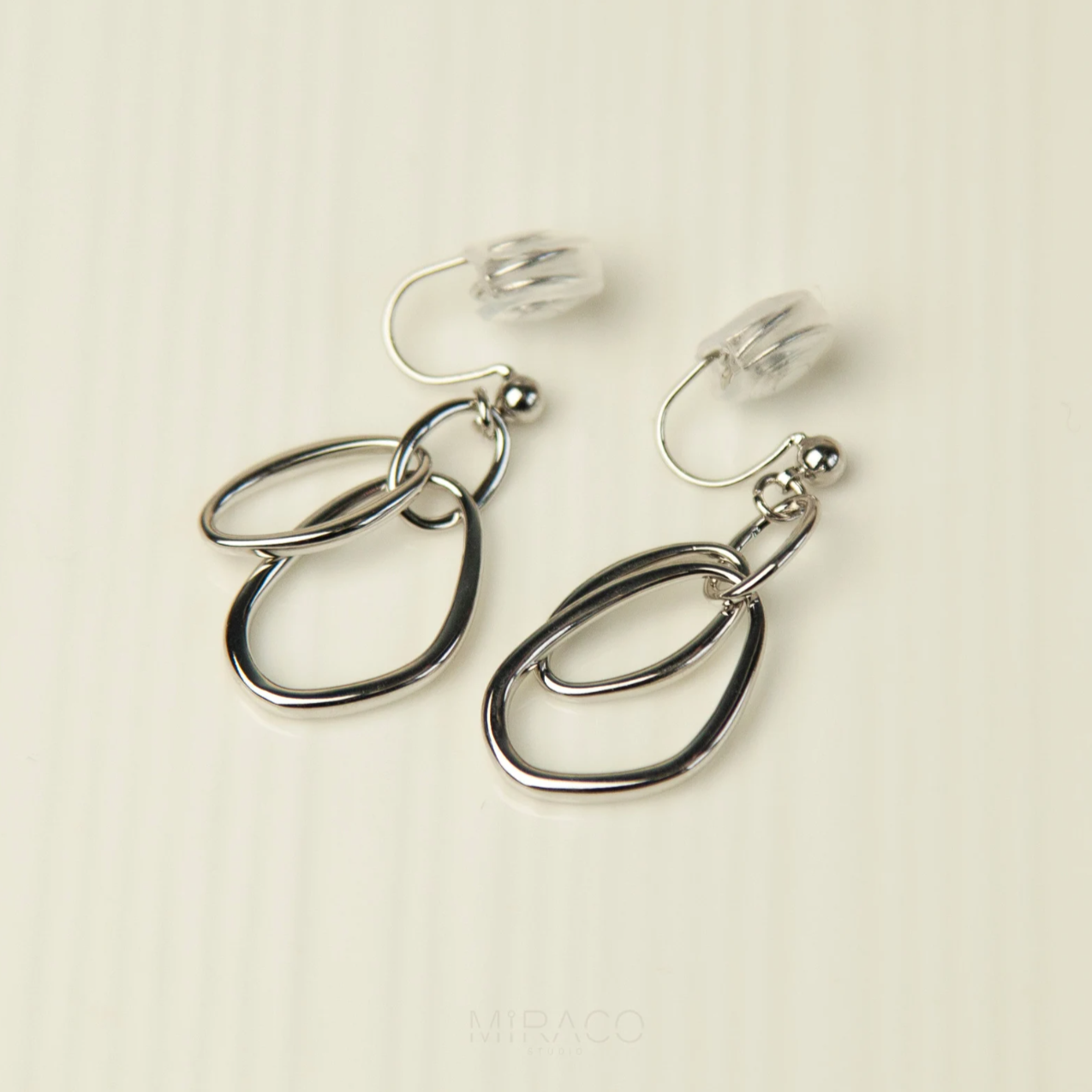Dangle Drop Statement Earrings, Silver Colour Minimal Drop Non-Pierced Earrings