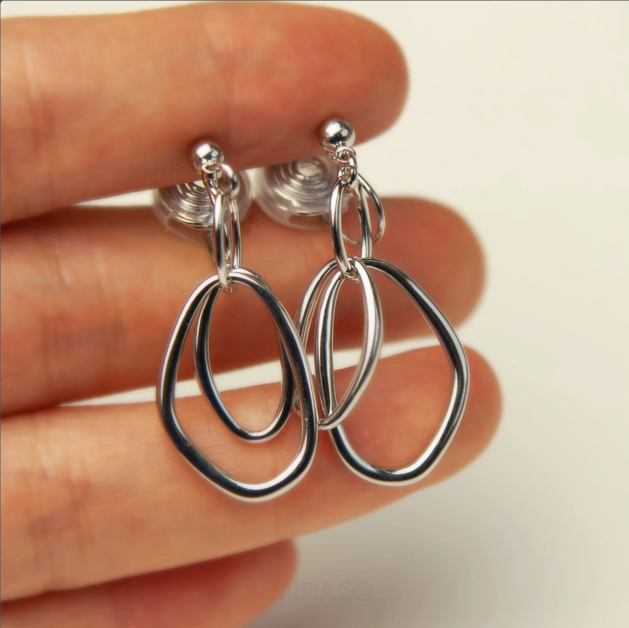 Dangle Drop Statement Earrings, Silver Colour Minimal Drop Non-Pierced Earrings