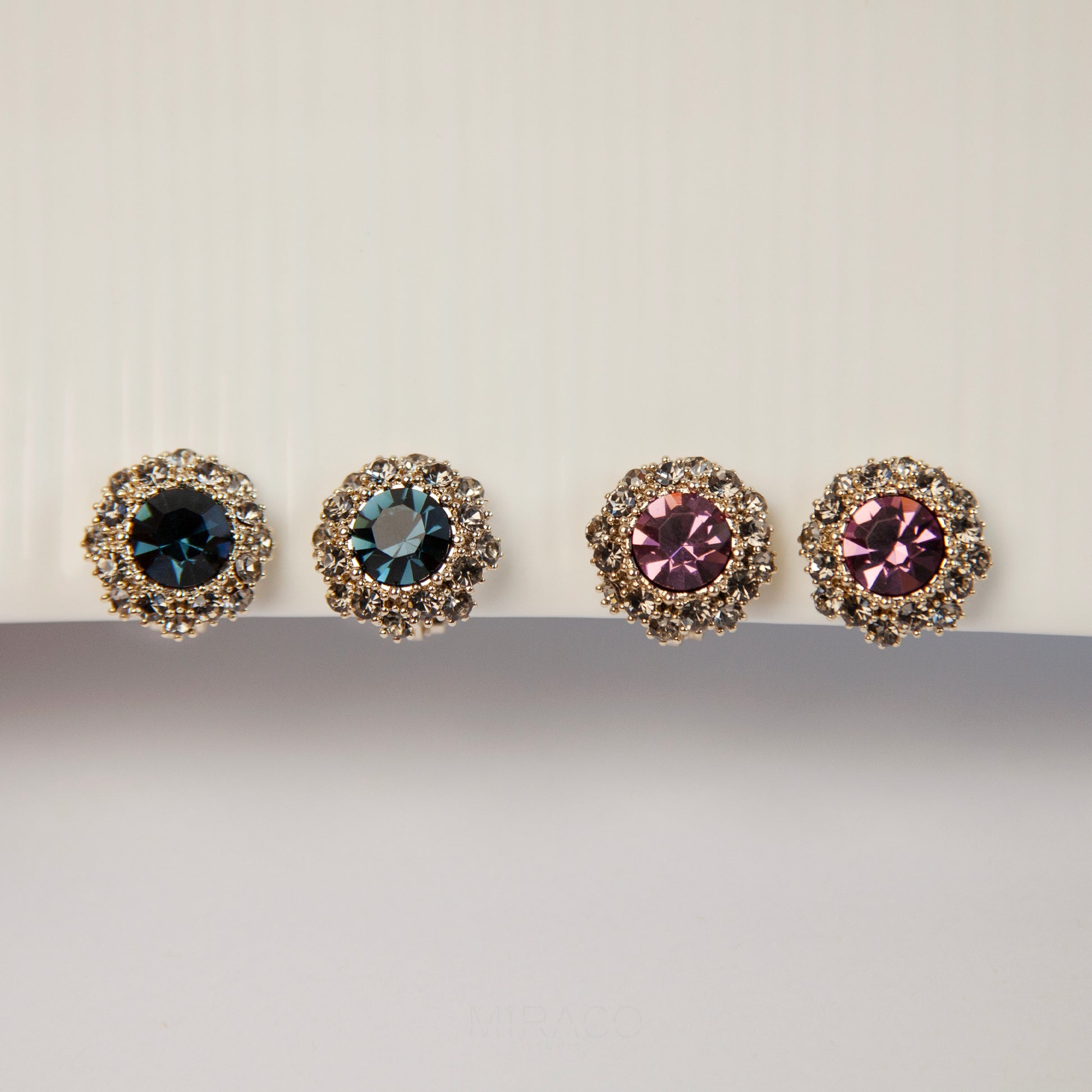 Deep Blue Gemstone Clip On Earrings for Women, Navy Blue Diamond Studs Non-pierced Earrings, Clip On Crystal Stud Earring, Blue Gem Ear Clips