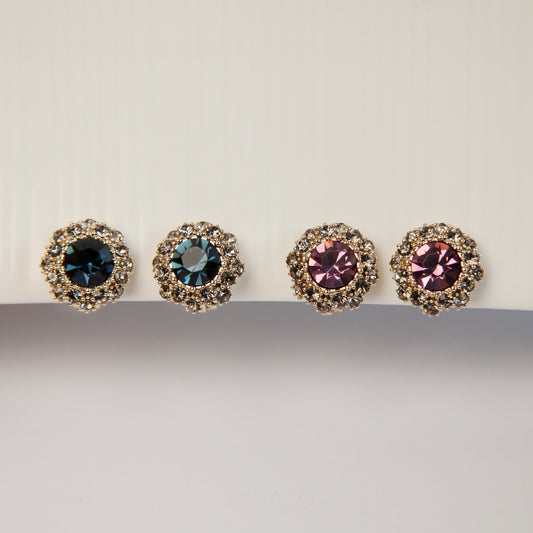 Deep Blue Gemstone Clip On Earrings for Women, Navy Blue Diamond Studs Non-pierced Earrings, Clip On Crystal Stud Earring, Blue Gem Ear Clips
