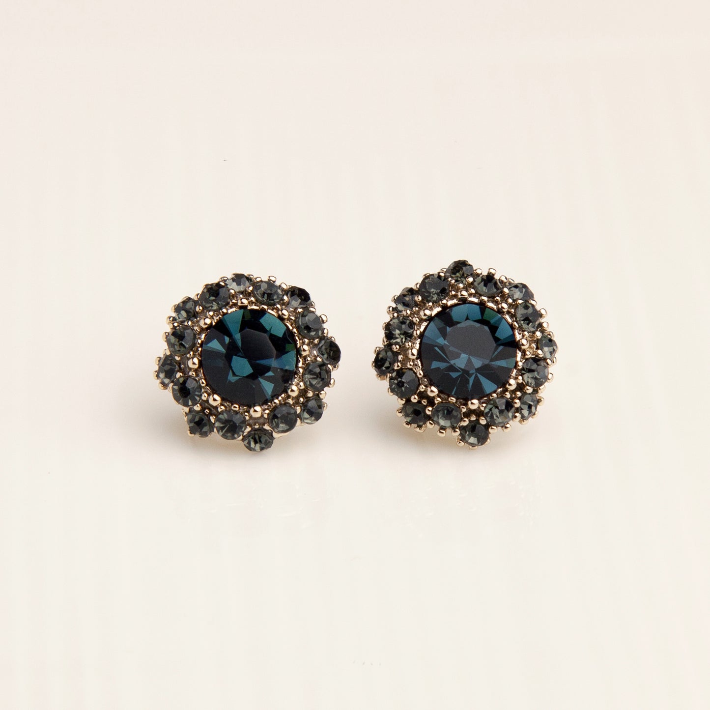 Deep Blue Gemstone Clip On Earrings for Women, Navy Blue Diamond Studs Non-pierced Earrings, Clip On Crystal Stud Earring, Blue Gem Ear Clips