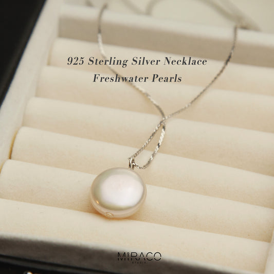 Delicate Snake Chain Necklace, Button Pearl Necklace Snake Chain Minimalist Necklace