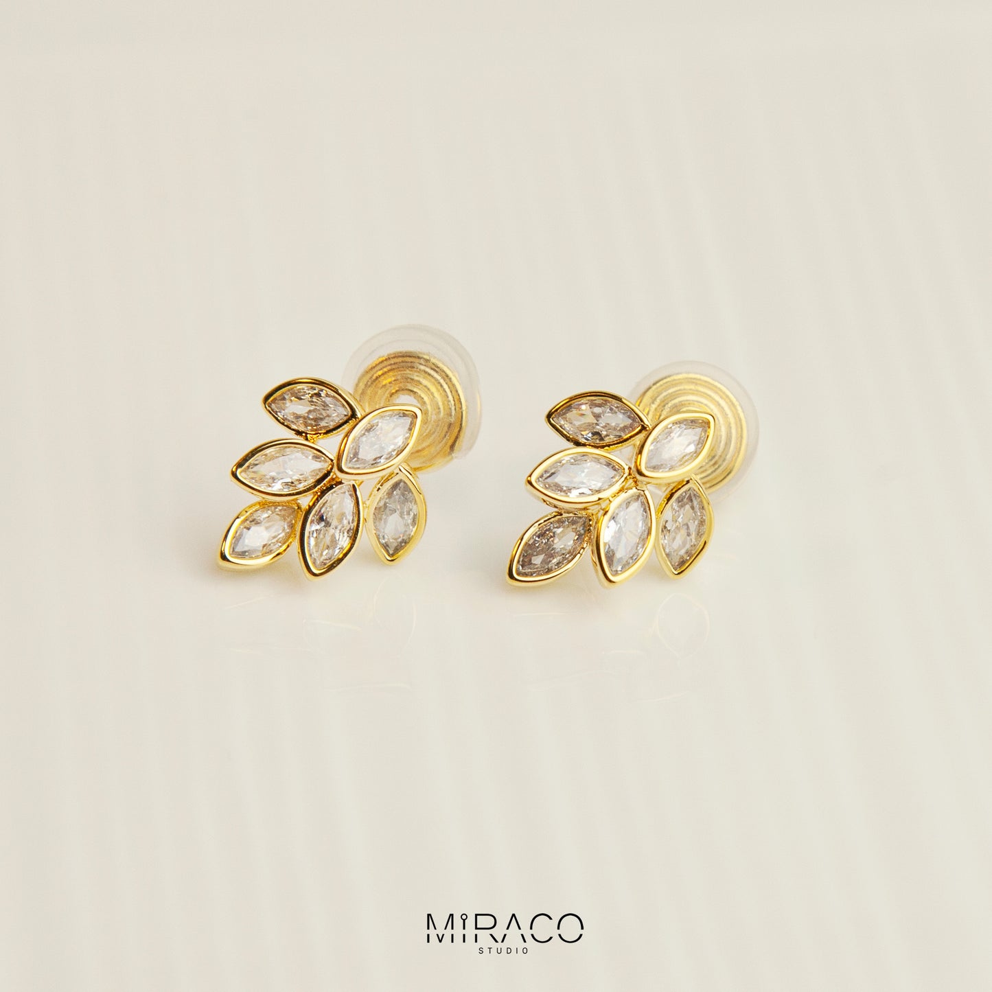 Diamond Clip On Earrings, Sparkling Crystal Leaf Stud, No Piercing Earrings