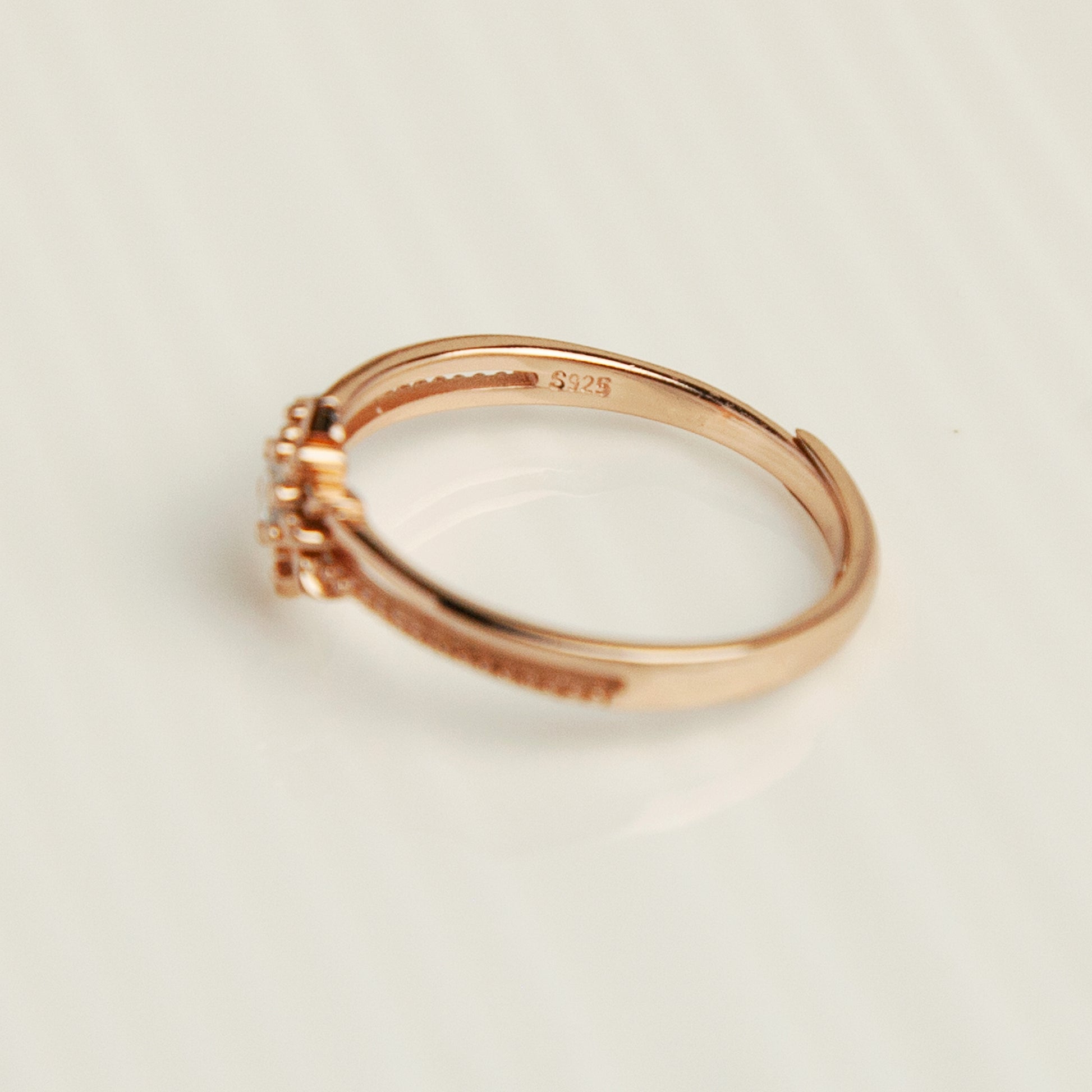 Double Layers Snowflake CZ Crystal Ring, Rose Gold Plated Charm Ring, Dainty Jewellery