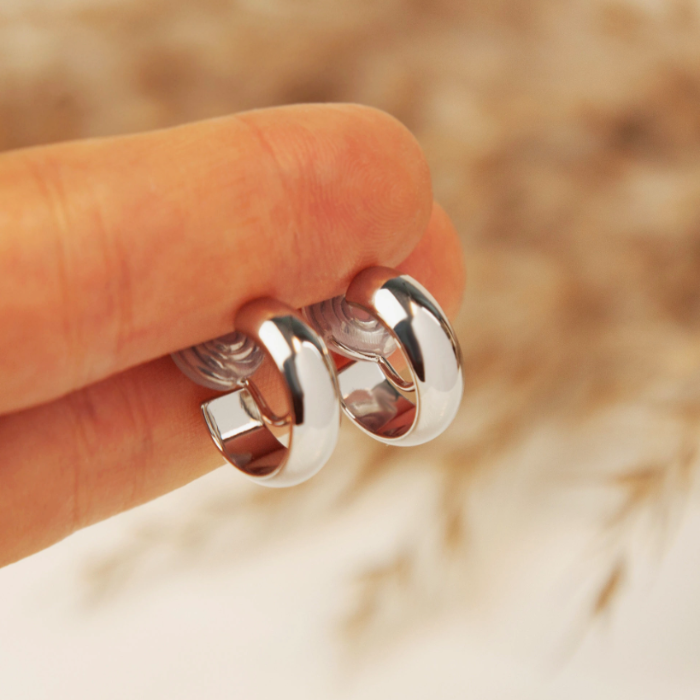 Everyday Simple Chunky Hoops, Coil Back Non Pierced Earrings