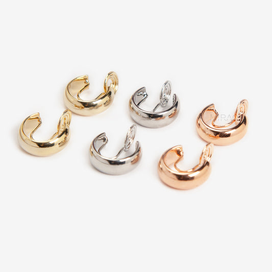 Minimalist Clip On Hoop Earrings, Huggie Hoop Earrings in Gold & Silver